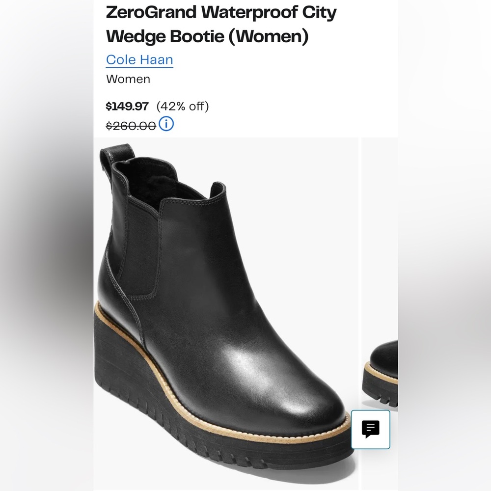 COLE HAAN ZeroGrand Waterproof City Wedge Bootie